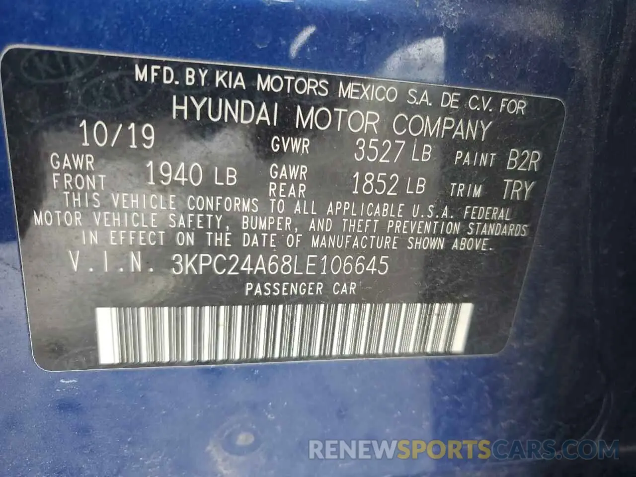 15 Photograph of a damaged car 3KPC24A68LE106645 HYUNDAI ACCENT 2020