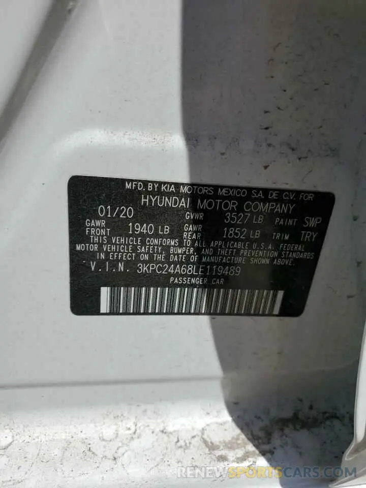 13 Photograph of a damaged car 3KPC24A68LE119489 HYUNDAI ACCENT 2020