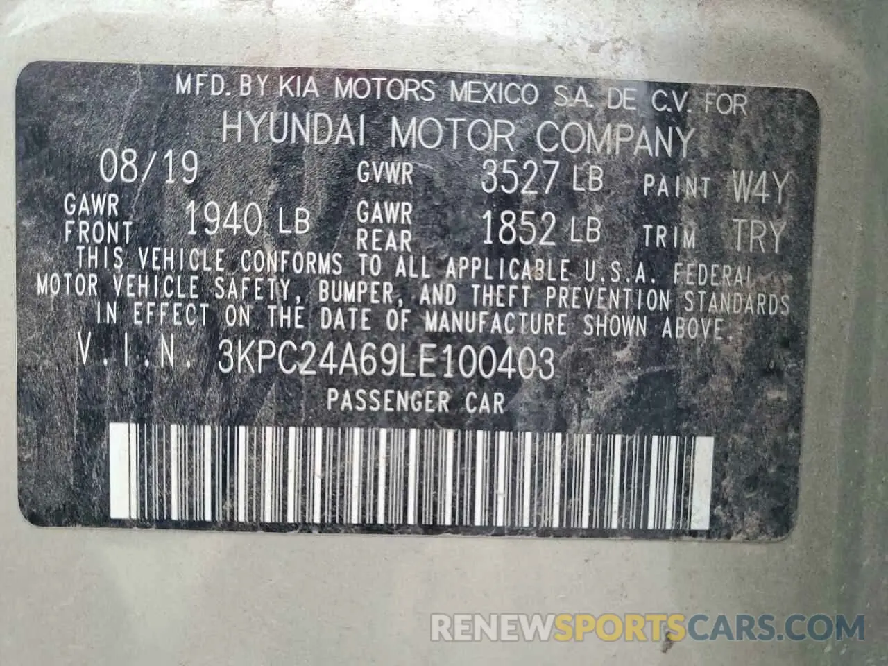 12 Photograph of a damaged car 3KPC24A69LE100403 HYUNDAI ACCENT 2020