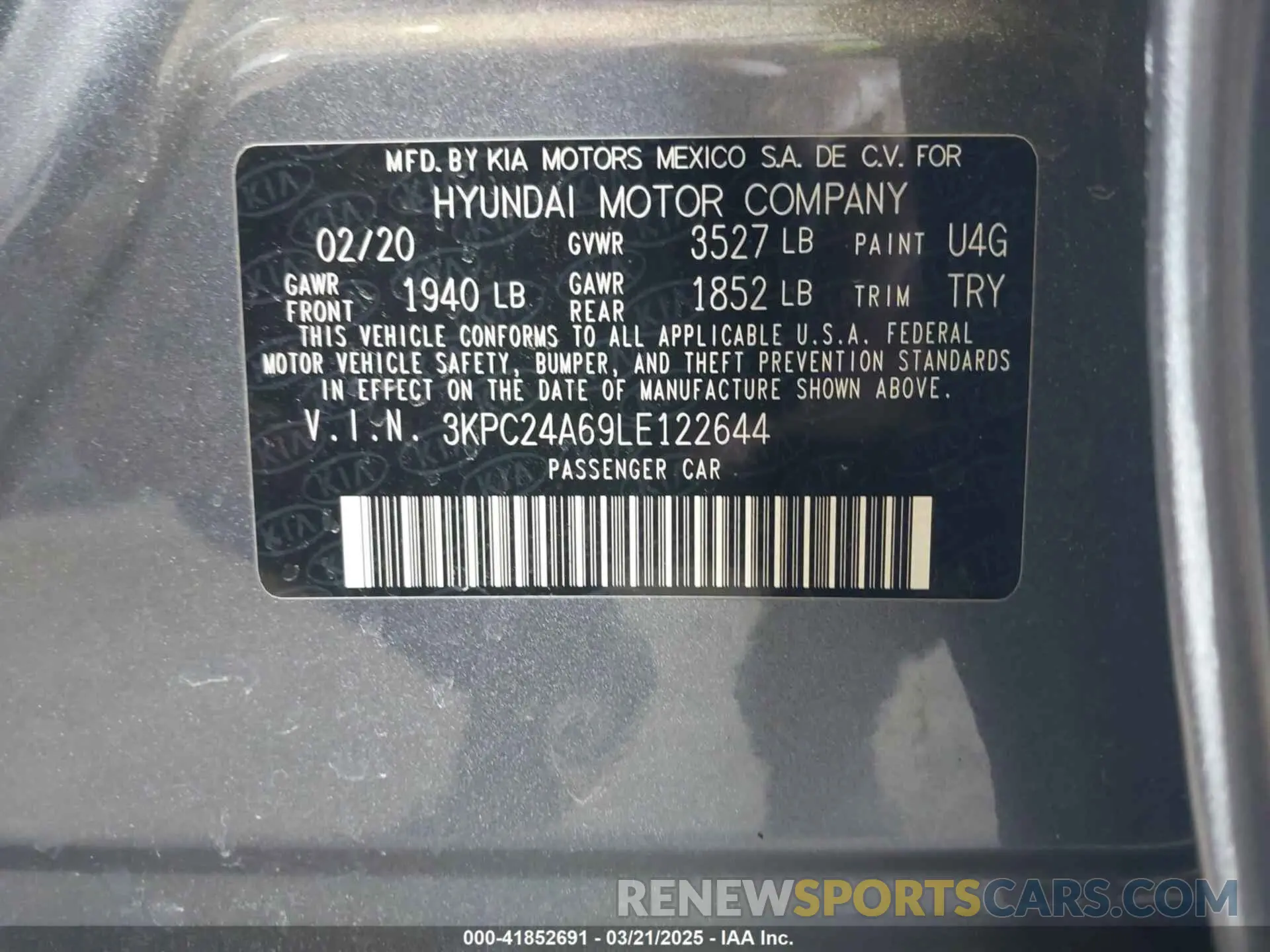 9 Photograph of a damaged car 3KPC24A69LE122644 HYUNDAI ACCENT 2020