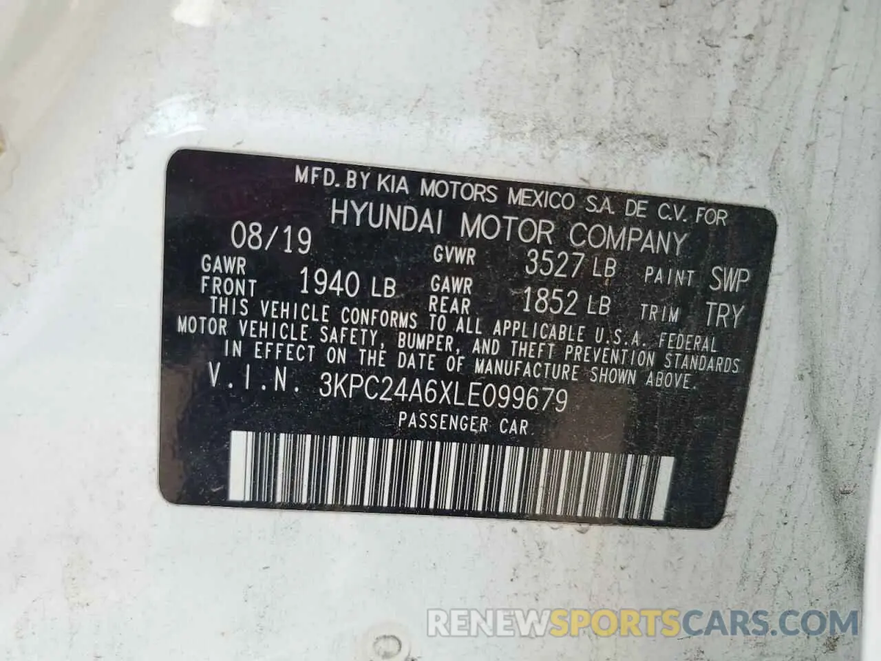 12 Photograph of a damaged car 3KPC24A6XLE099679 HYUNDAI ACCENT 2020