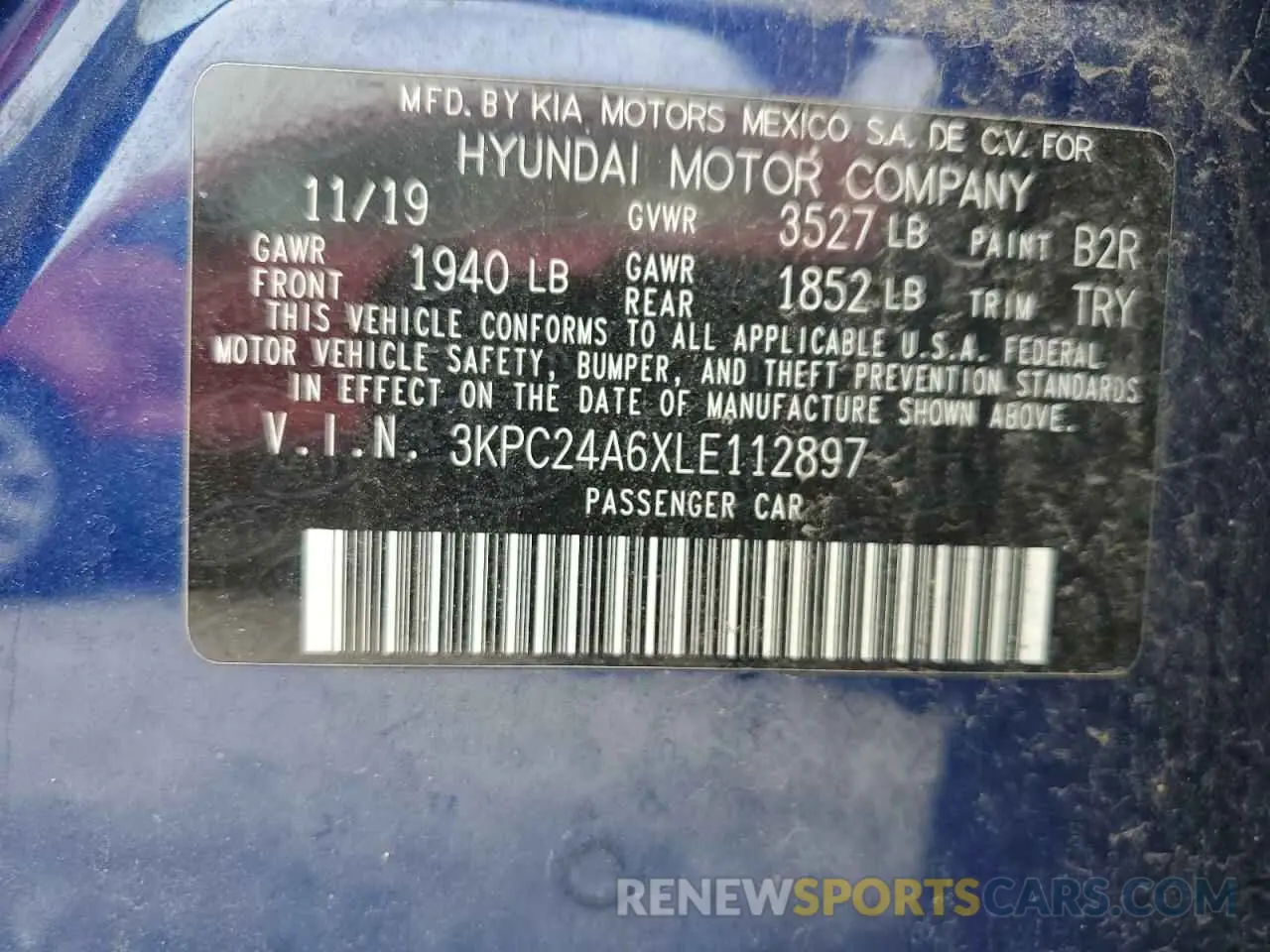 13 Photograph of a damaged car 3KPC24A6XLE112897 HYUNDAI ACCENT 2020