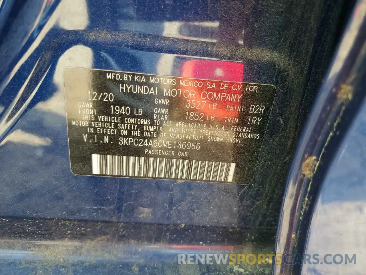 12 Photograph of a damaged car 3KPC24A60ME136966 HYUNDAI ACCENT 2021