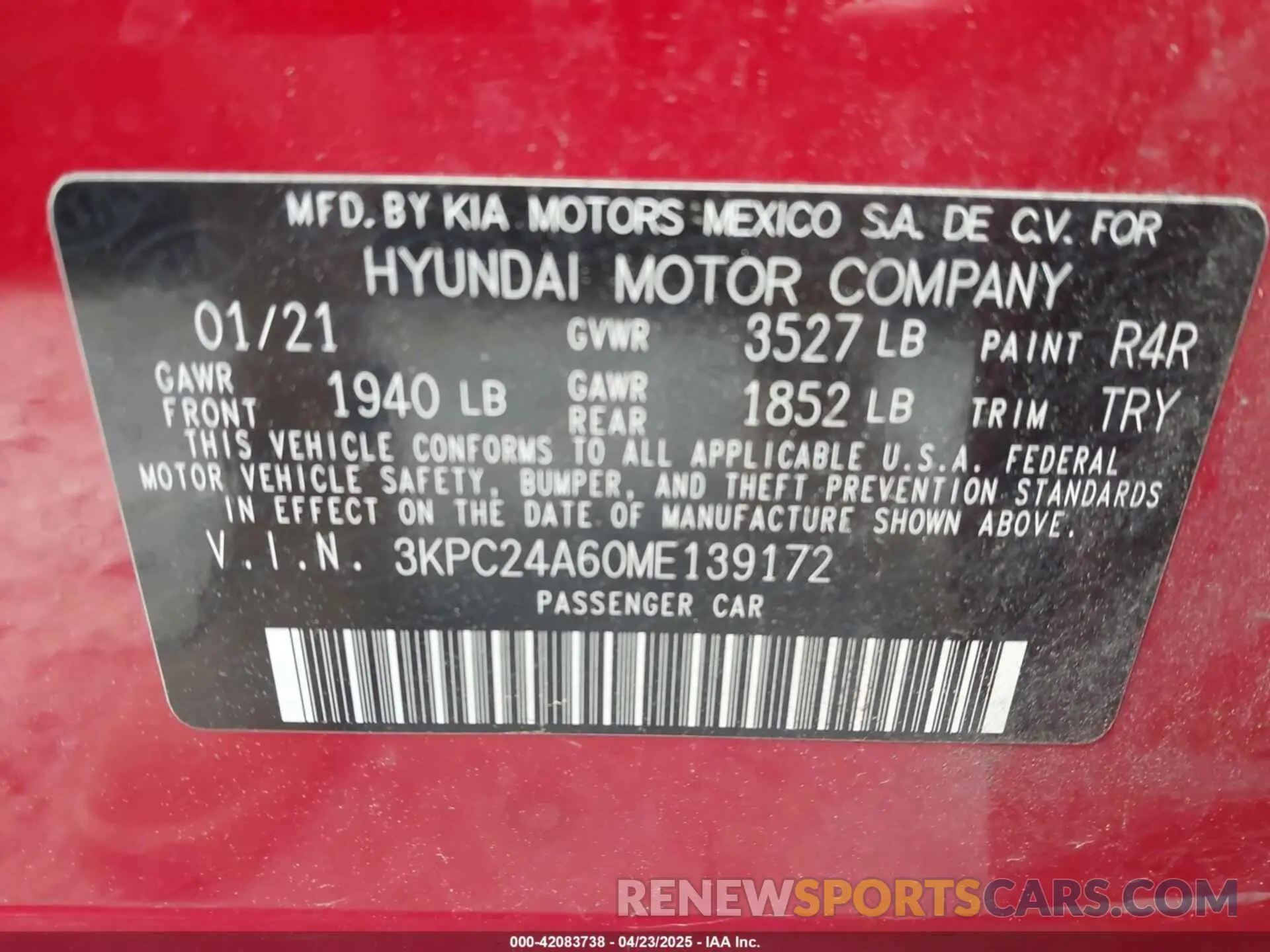 9 Photograph of a damaged car 3KPC24A60ME139172 HYUNDAI ACCENT 2021