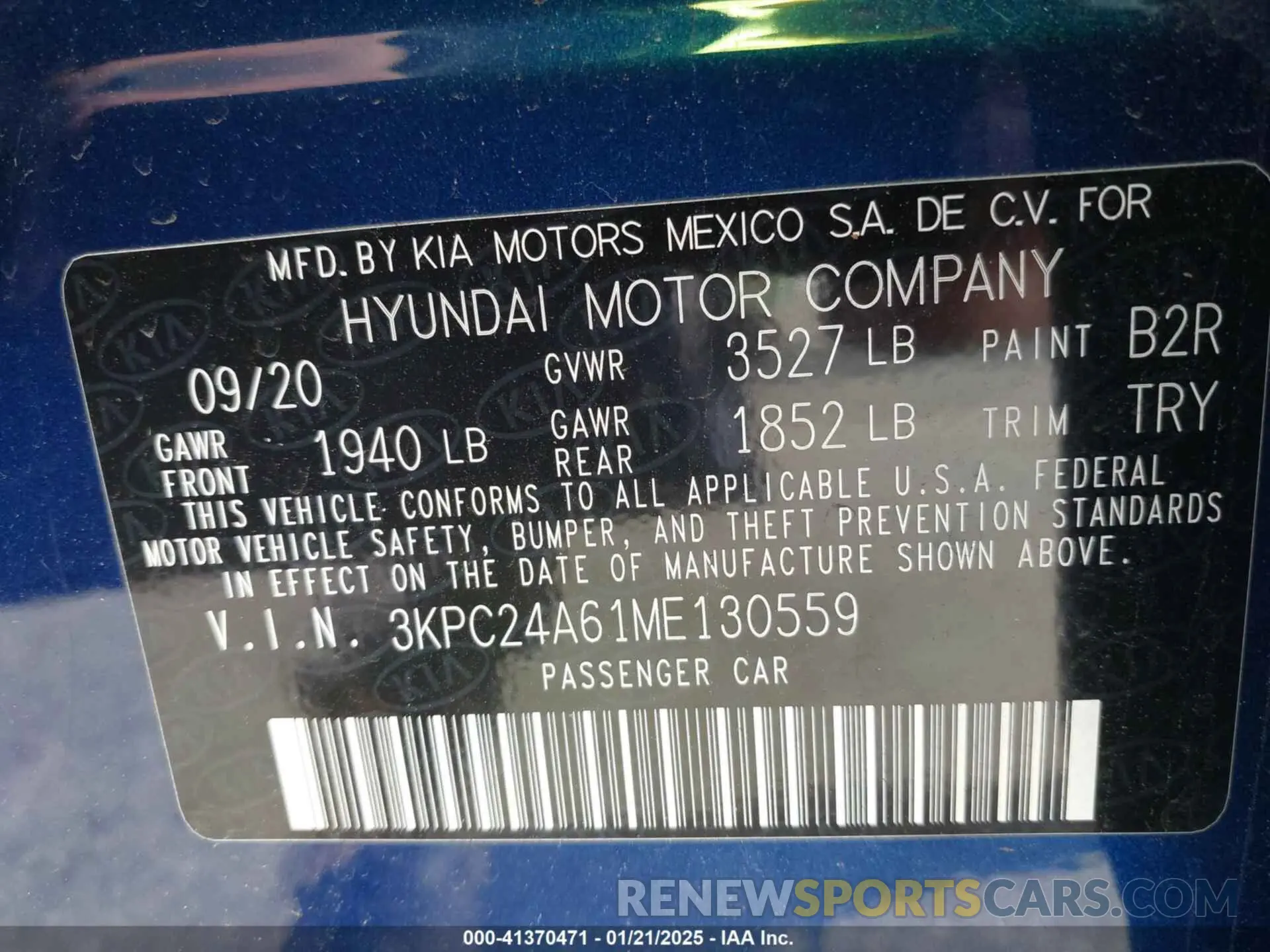 9 Photograph of a damaged car 3KPC24A61ME130559 HYUNDAI ACCENT 2021