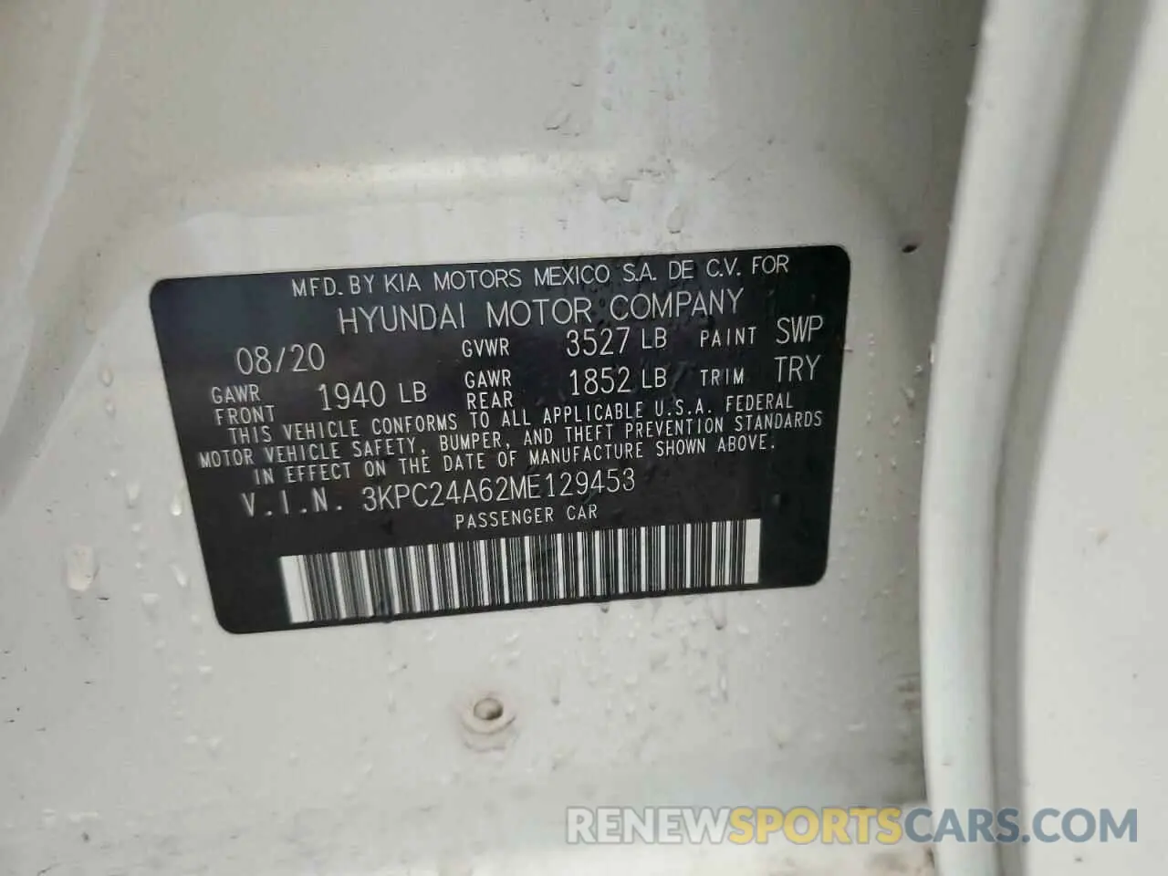 14 Photograph of a damaged car 3KPC24A62ME129453 HYUNDAI ACCENT 2021