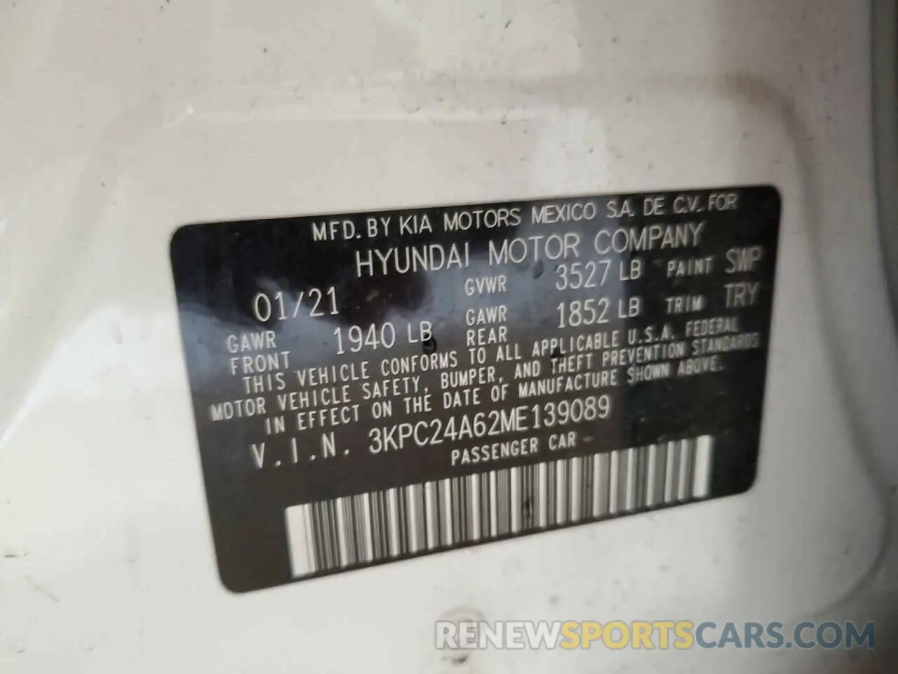 12 Photograph of a damaged car 3KPC24A62ME139089 HYUNDAI ACCENT 2021