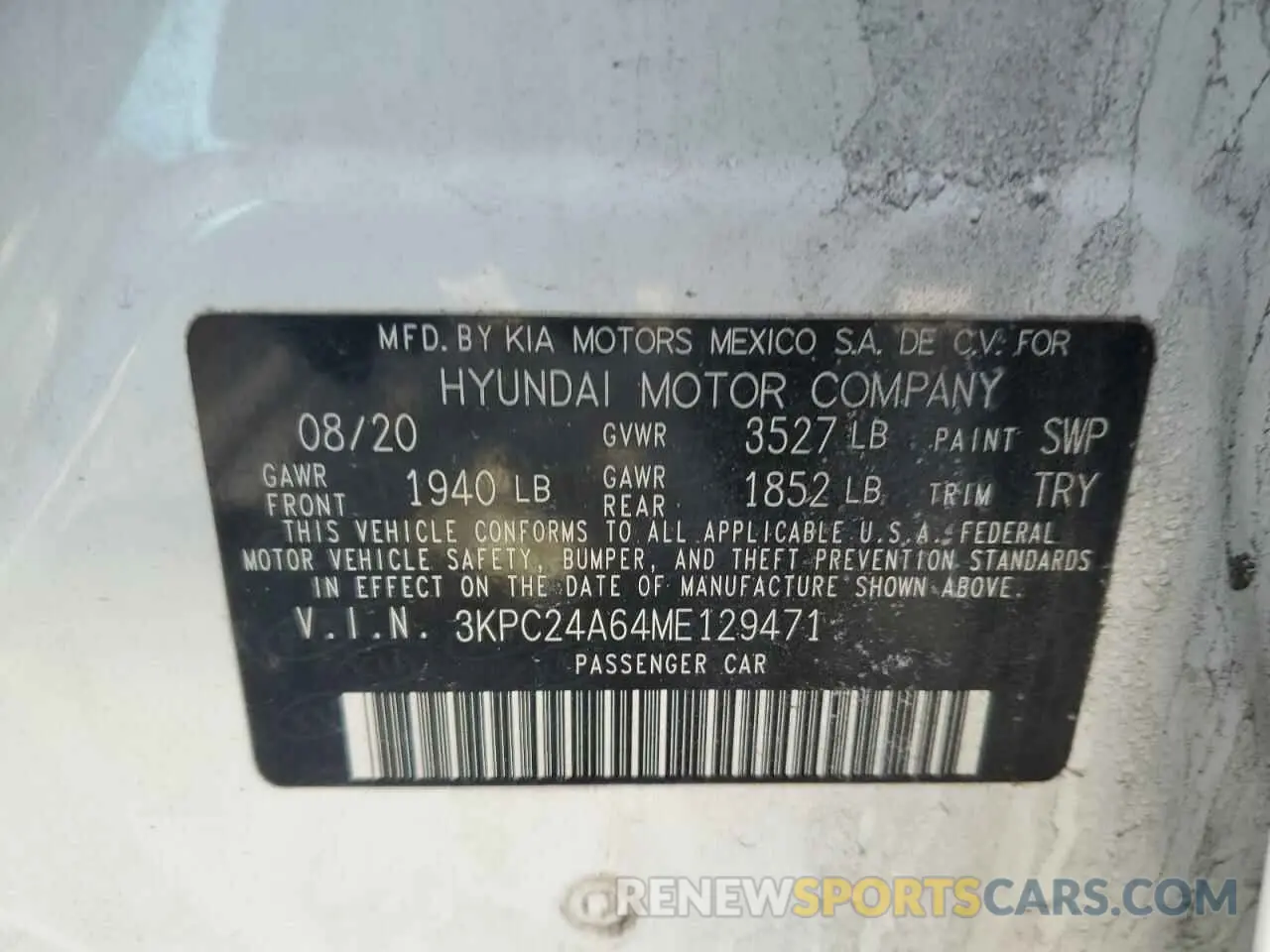 13 Photograph of a damaged car 3KPC24A64ME129471 HYUNDAI ACCENT 2021