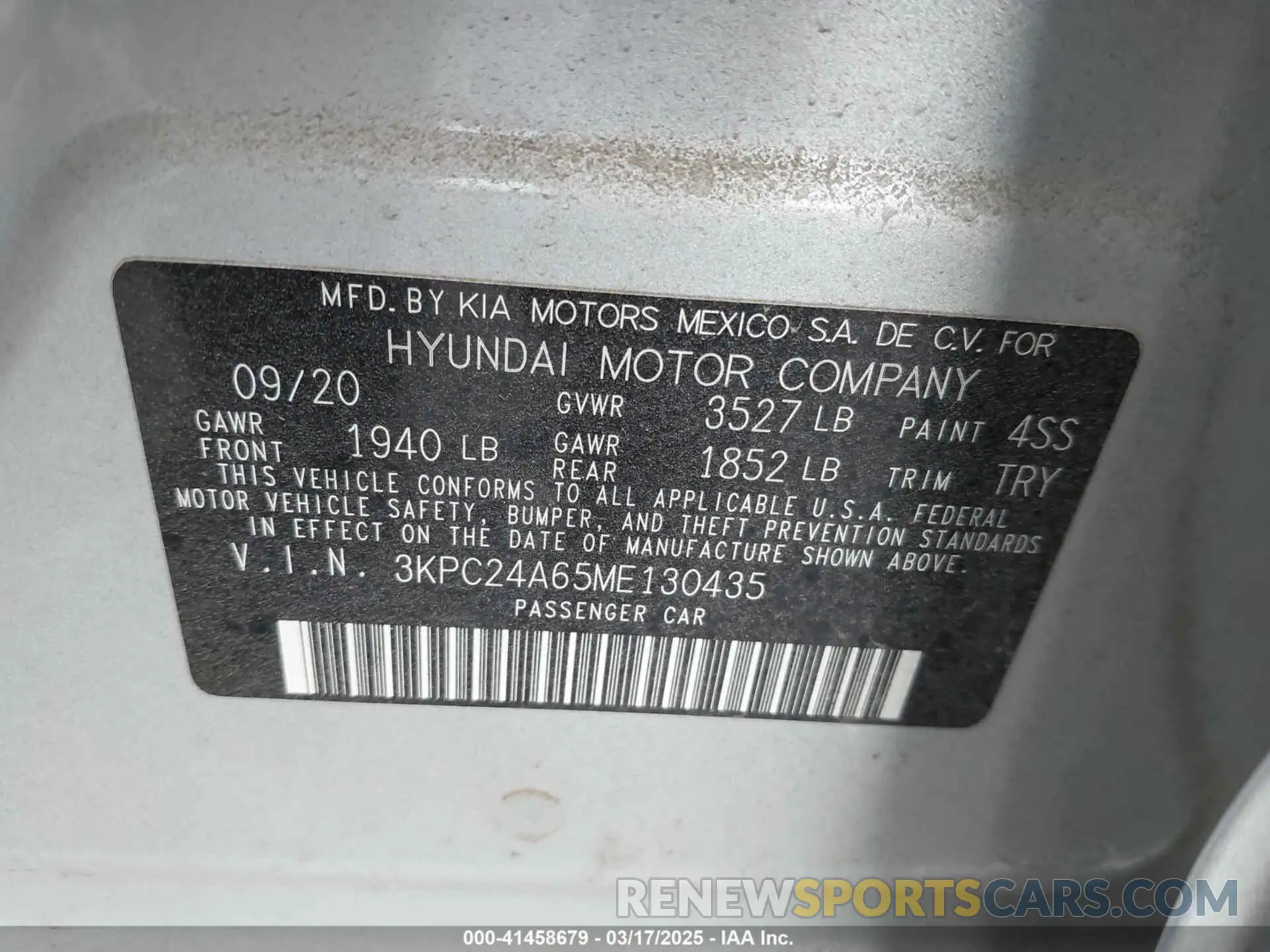 9 Photograph of a damaged car 3KPC24A65ME130435 HYUNDAI ACCENT 2021
