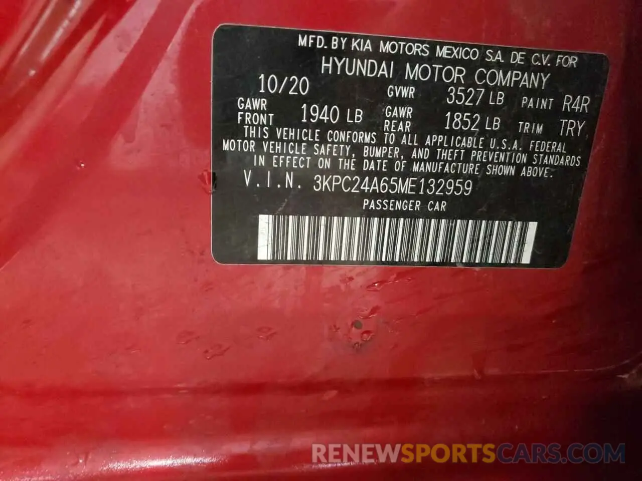 13 Photograph of a damaged car 3KPC24A65ME132959 HYUNDAI ACCENT 2021