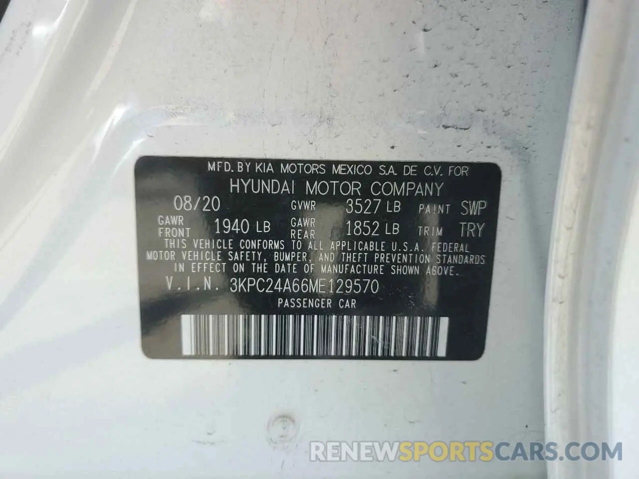 12 Photograph of a damaged car 3KPC24A66ME129570 HYUNDAI ACCENT 2021
