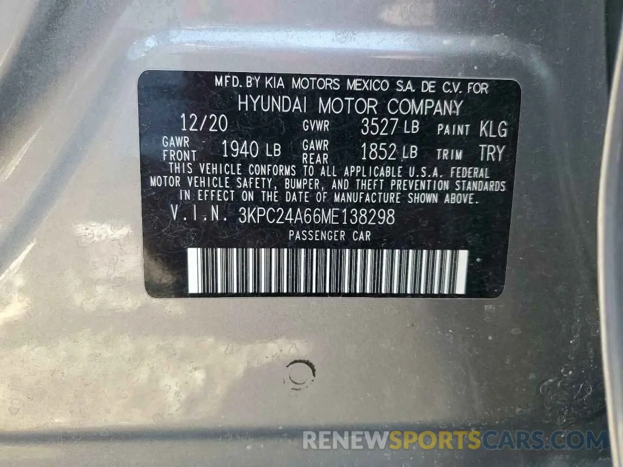 13 Photograph of a damaged car 3KPC24A66ME138298 HYUNDAI ACCENT 2021