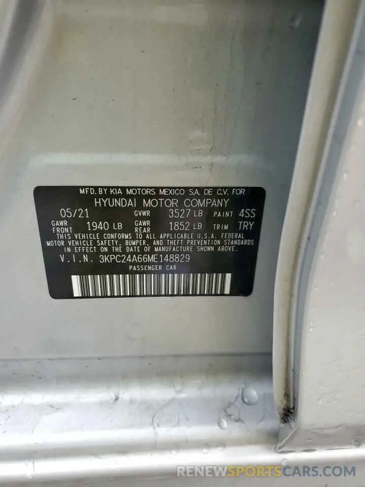 12 Photograph of a damaged car 3KPC24A66ME148829 HYUNDAI ACCENT 2021