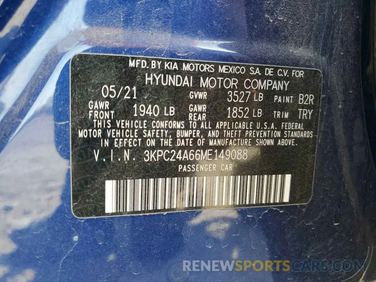 12 Photograph of a damaged car 3KPC24A66ME149088 HYUNDAI ACCENT 2021