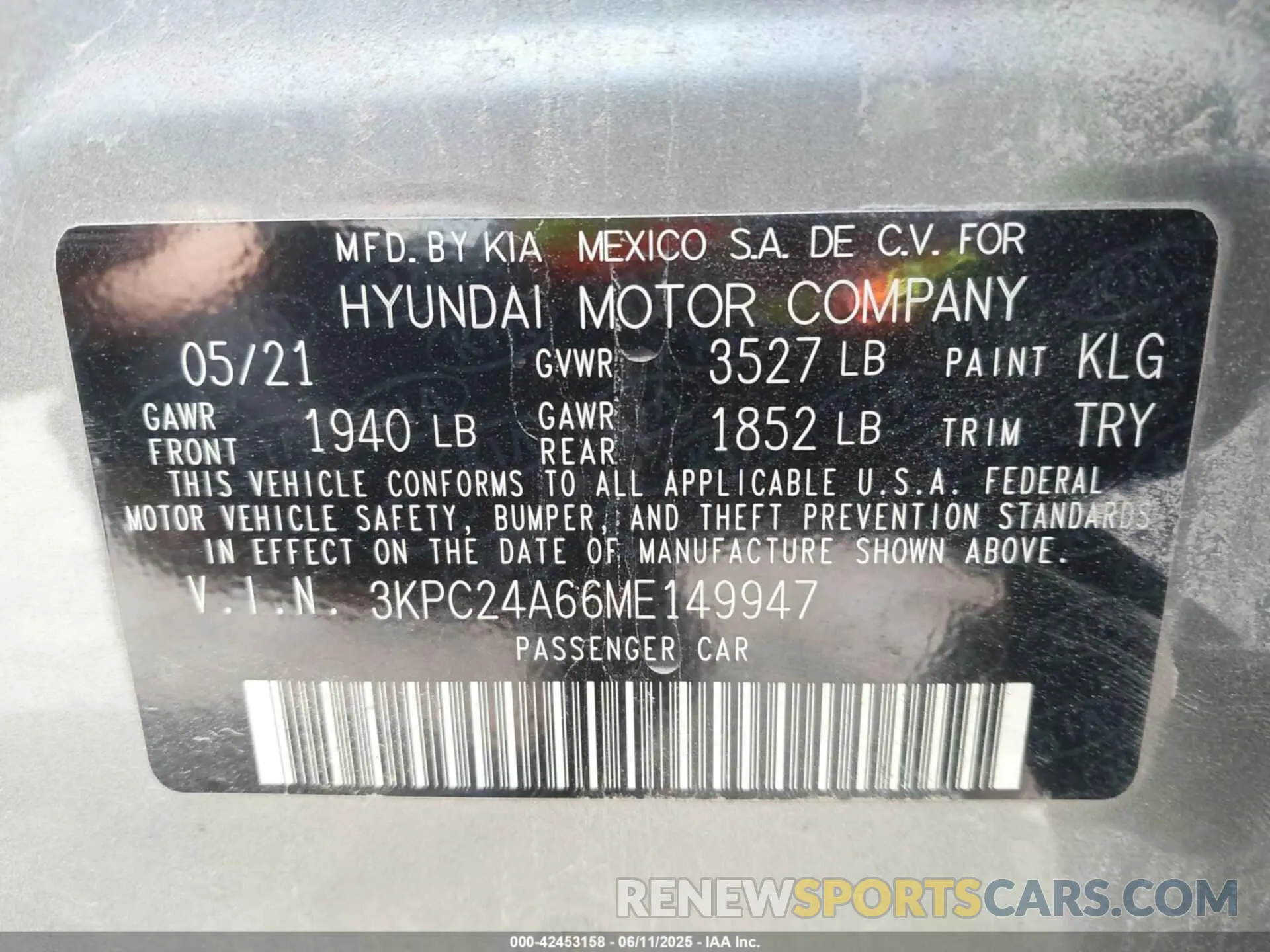 9 Photograph of a damaged car 3KPC24A66ME149947 HYUNDAI ACCENT 2021