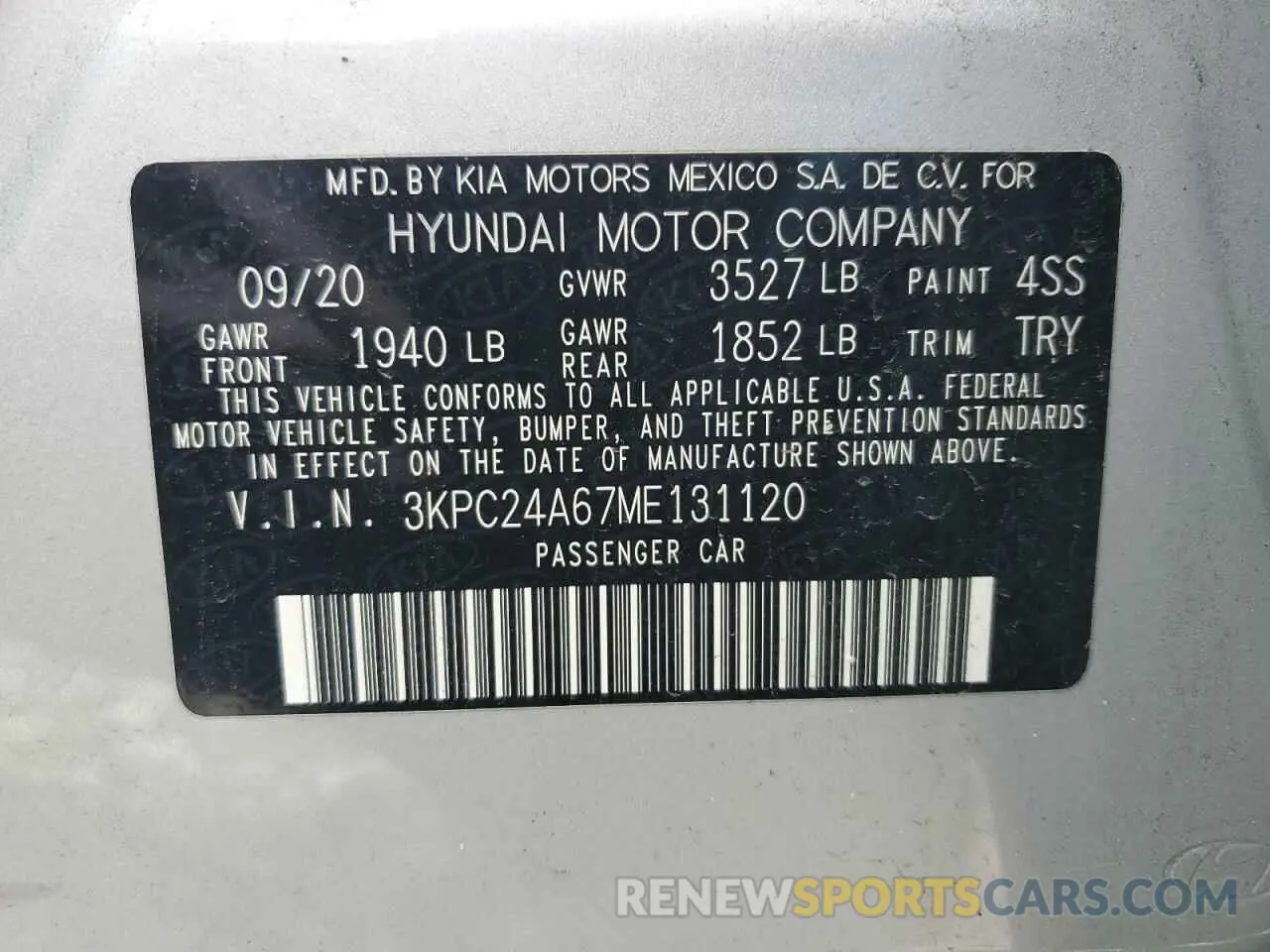 14 Photograph of a damaged car 3KPC24A67ME131120 HYUNDAI ACCENT 2021