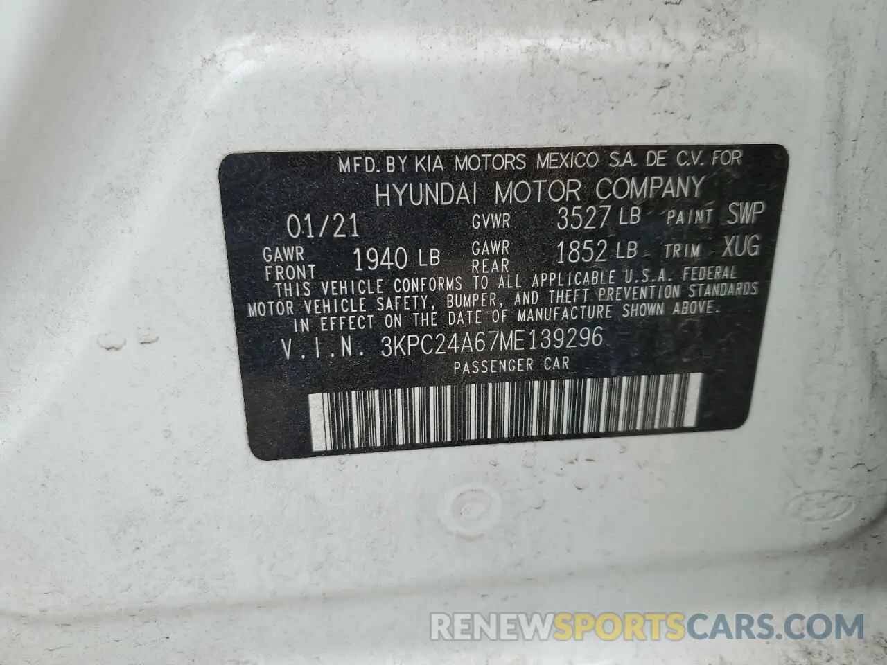 12 Photograph of a damaged car 3KPC24A67ME139296 HYUNDAI ACCENT 2021