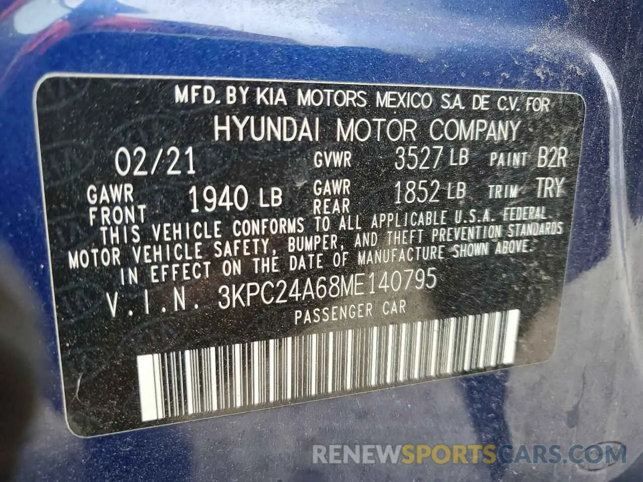 15 Photograph of a damaged car 3KPC24A68ME140795 HYUNDAI ACCENT 2021