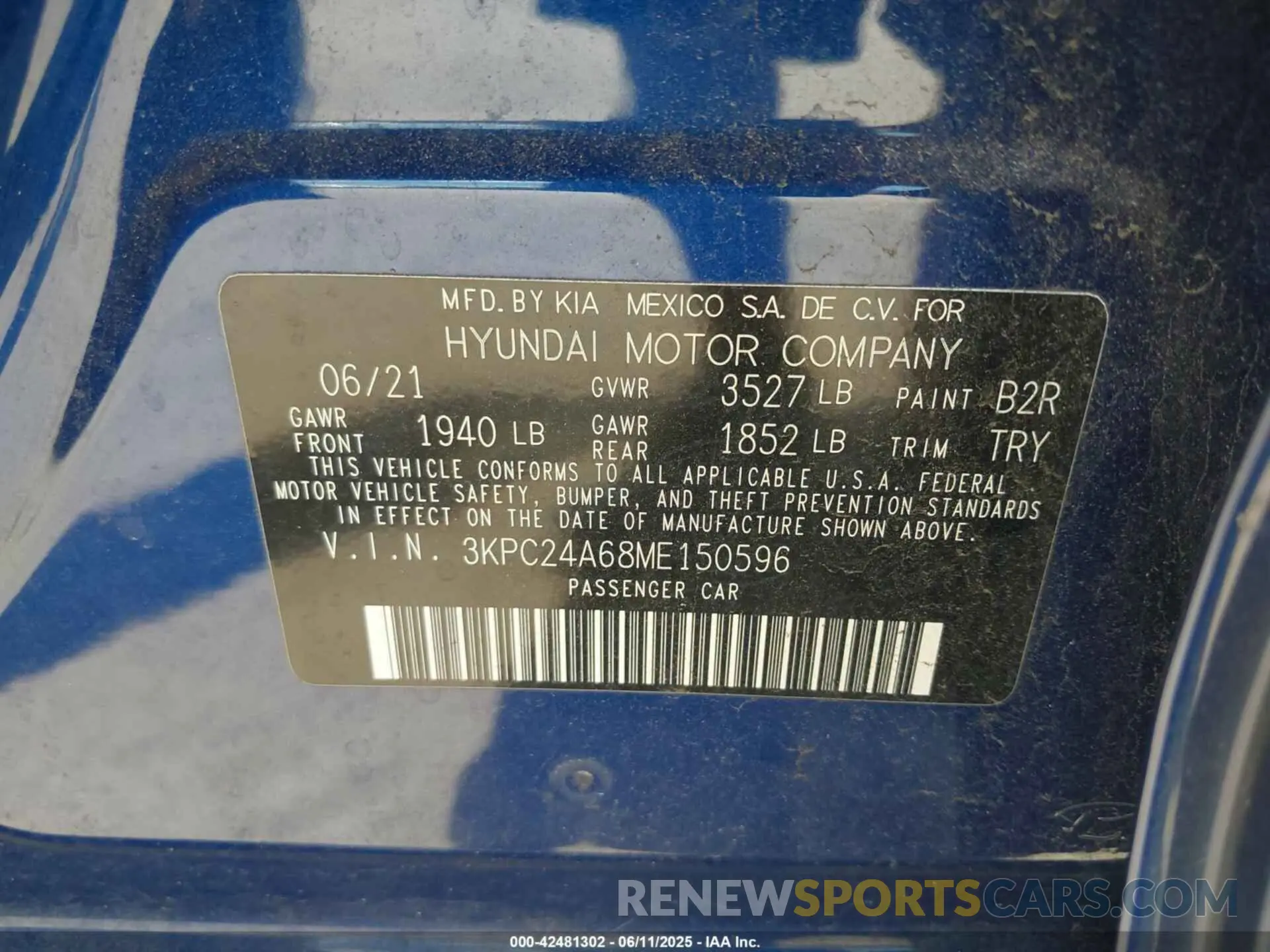 9 Photograph of a damaged car 3KPC24A68ME150596 HYUNDAI ACCENT 2021