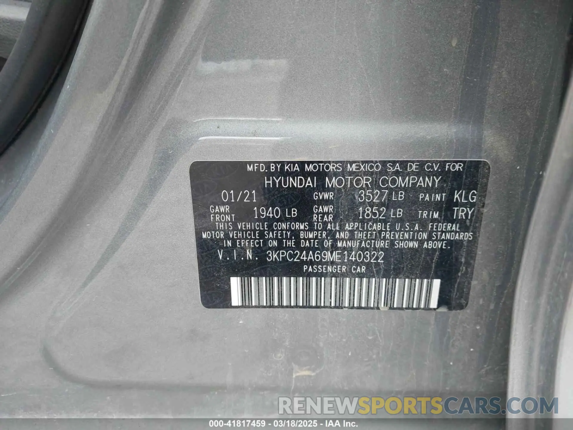 9 Photograph of a damaged car 3KPC24A69ME140322 HYUNDAI ACCENT 2021