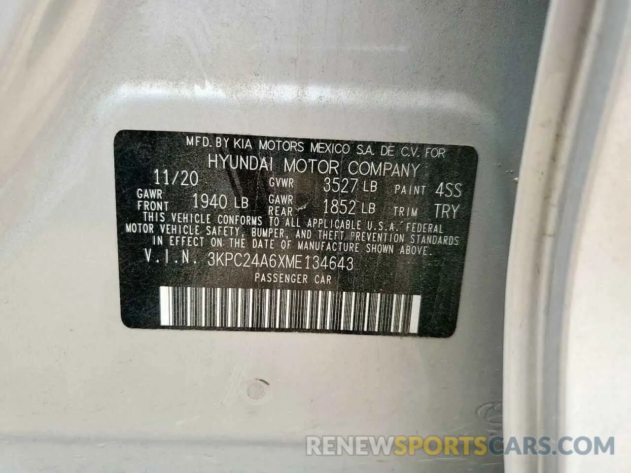 13 Photograph of a damaged car 3KPC24A6XME134643 HYUNDAI ACCENT 2021