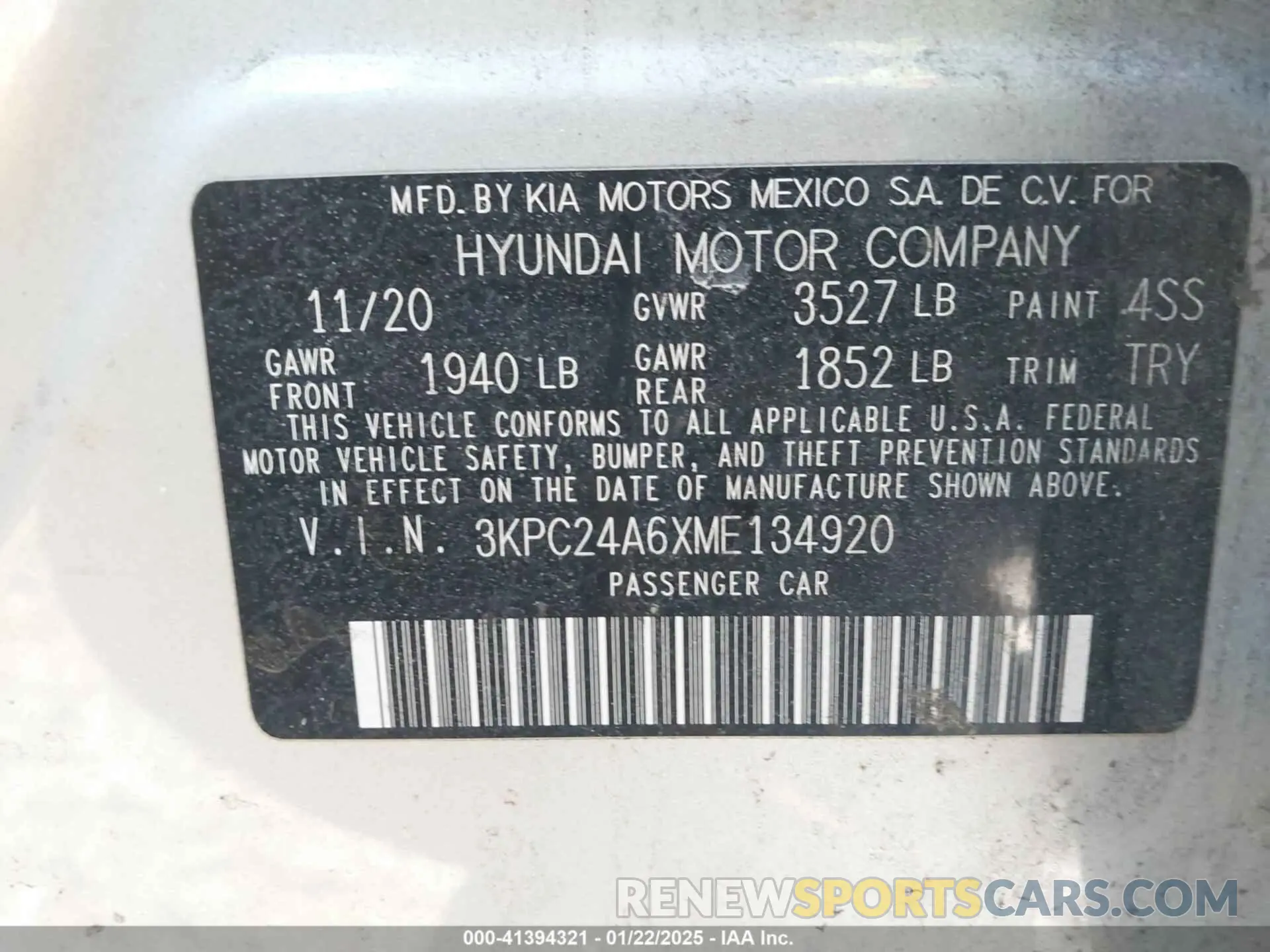 9 Photograph of a damaged car 3KPC24A6XME134920 HYUNDAI ACCENT 2021