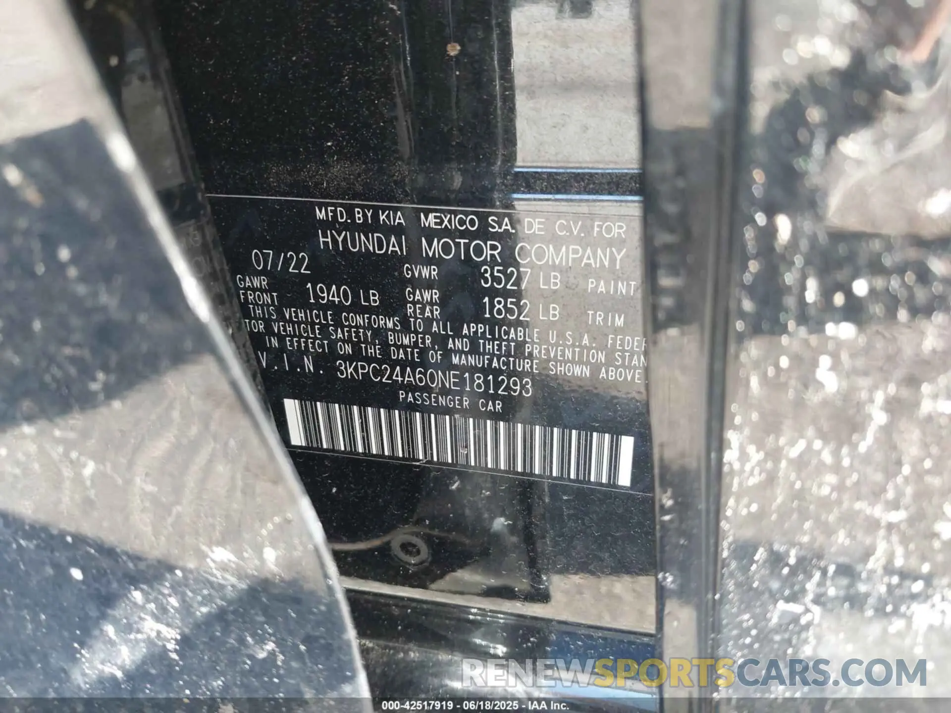 9 Photograph of a damaged car 3KPC24A60NE181293 HYUNDAI ACCENT 2022