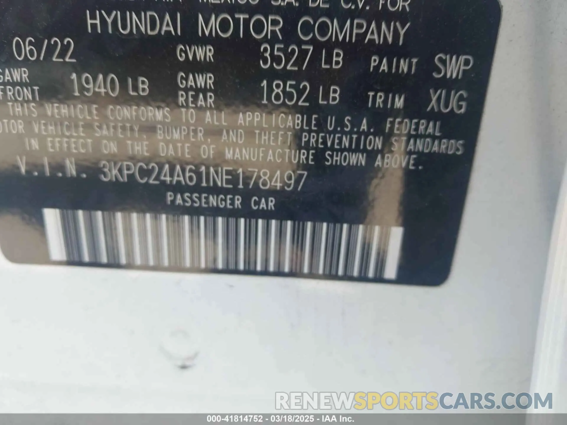 9 Photograph of a damaged car 3KPC24A61NE178497 HYUNDAI ACCENT 2022
