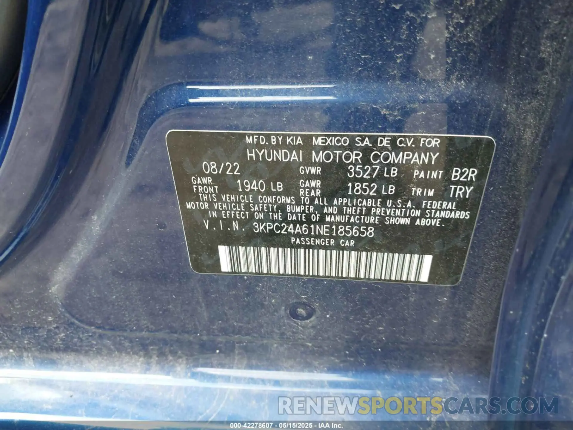 9 Photograph of a damaged car 3KPC24A61NE185658 HYUNDAI ACCENT 2022