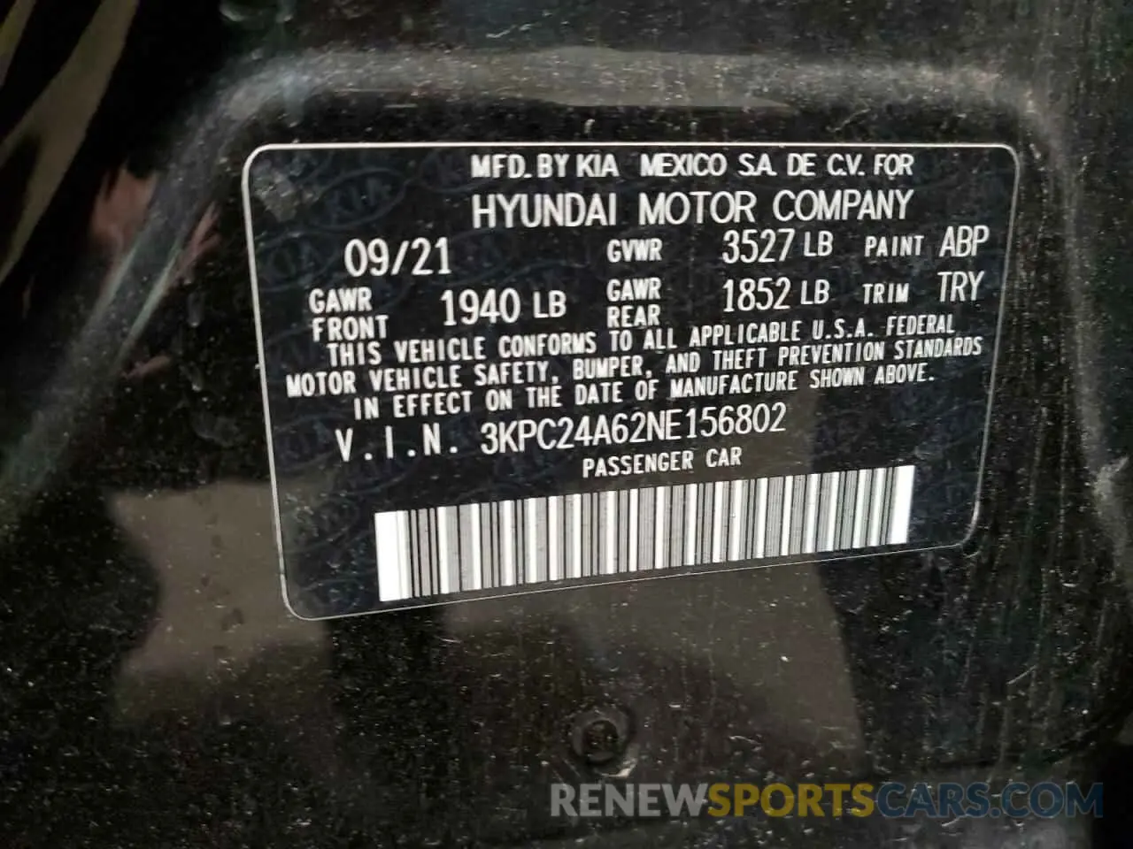 12 Photograph of a damaged car 3KPC24A62NE156802 HYUNDAI ACCENT 2022