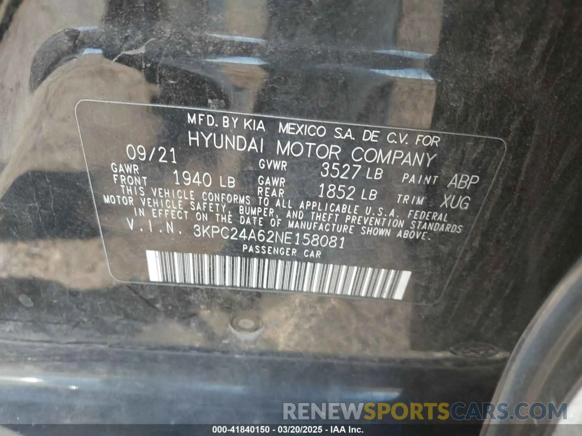 9 Photograph of a damaged car 3KPC24A62NE158081 HYUNDAI ACCENT 2022