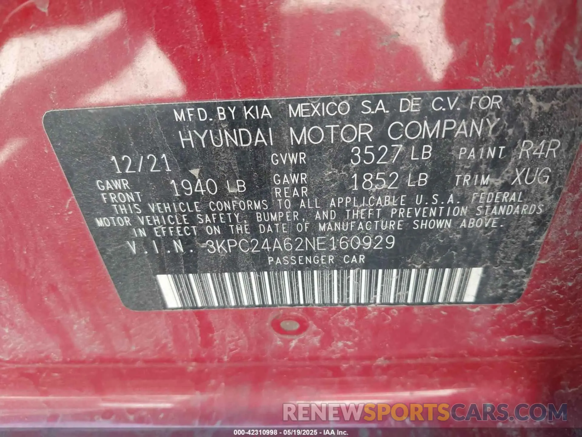 9 Photograph of a damaged car 3KPC24A62NE160929 HYUNDAI ACCENT 2022