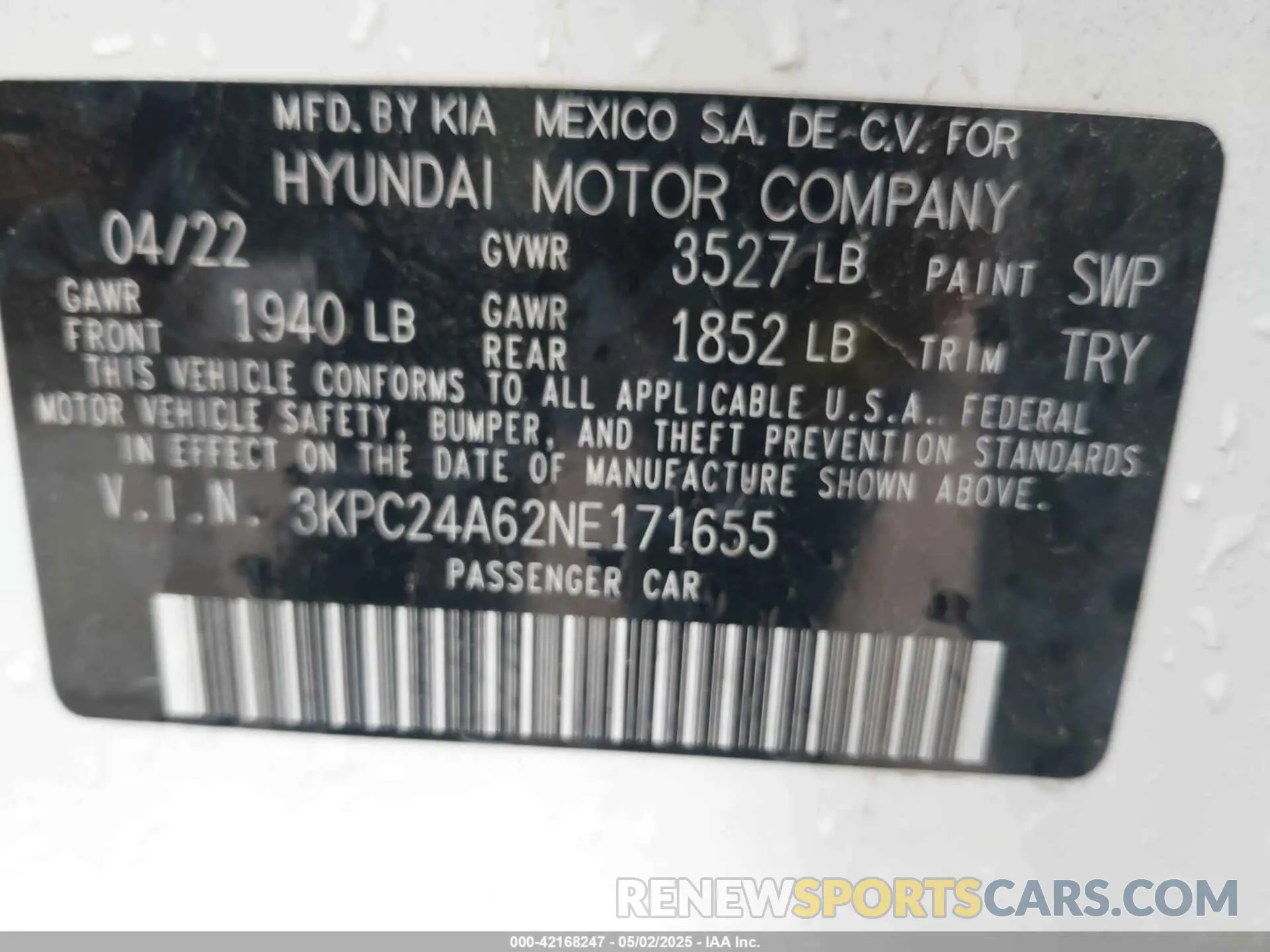 9 Photograph of a damaged car 3KPC24A62NE171655 HYUNDAI ACCENT 2022