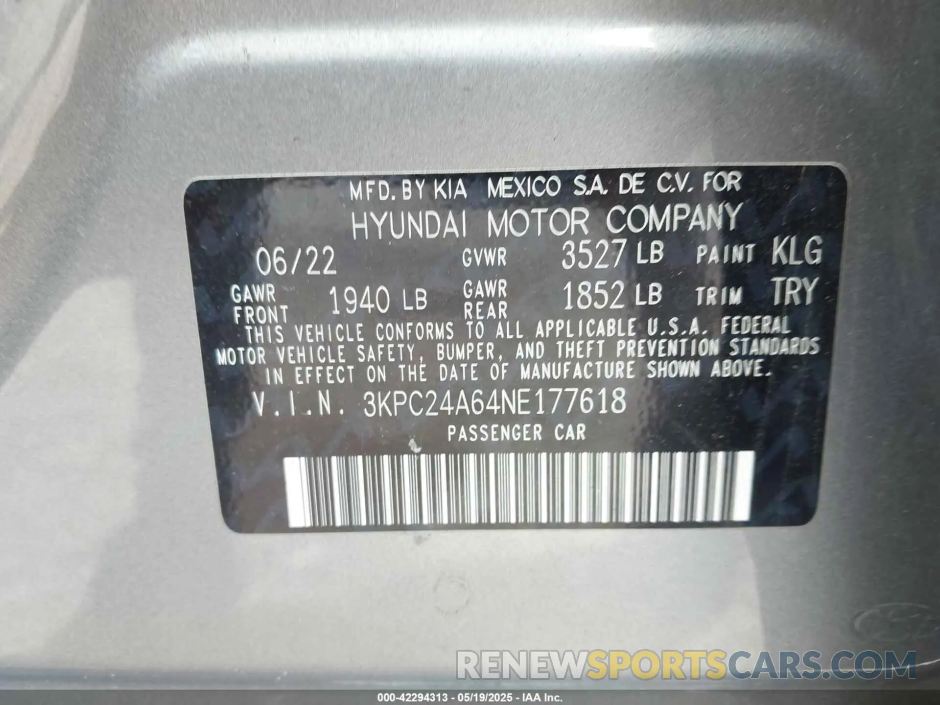 9 Photograph of a damaged car 3KPC24A64NE177618 HYUNDAI ACCENT 2022