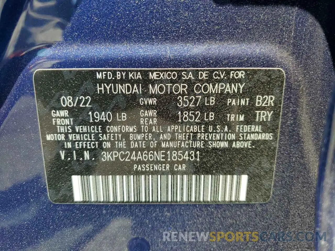 13 Photograph of a damaged car 3KPC24A66NE185431 HYUNDAI ACCENT 2022
