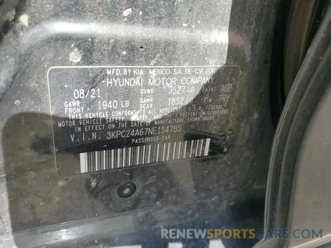 12 Photograph of a damaged car 3KPC24A67NE154785 HYUNDAI ACCENT 2022