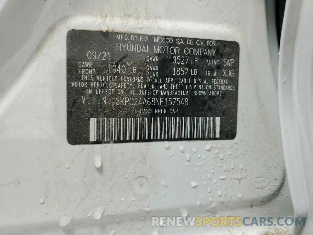 12 Photograph of a damaged car 3KPC24A68NE157548 HYUNDAI ACCENT 2022