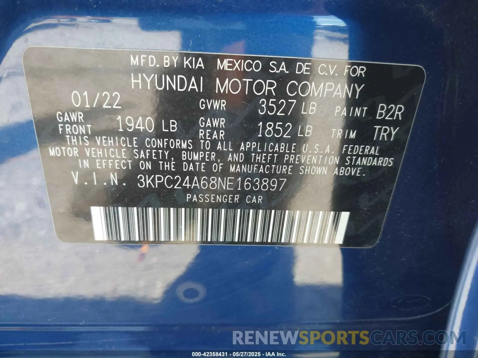 9 Photograph of a damaged car 3KPC24A68NE163897 HYUNDAI ACCENT 2022