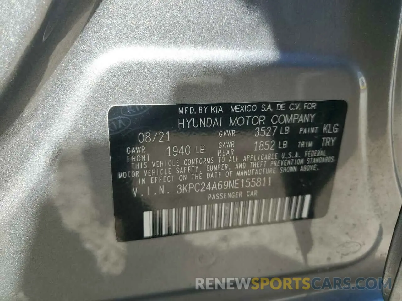 15 Photograph of a damaged car 3KPC24A69NE155811 HYUNDAI ACCENT 2022