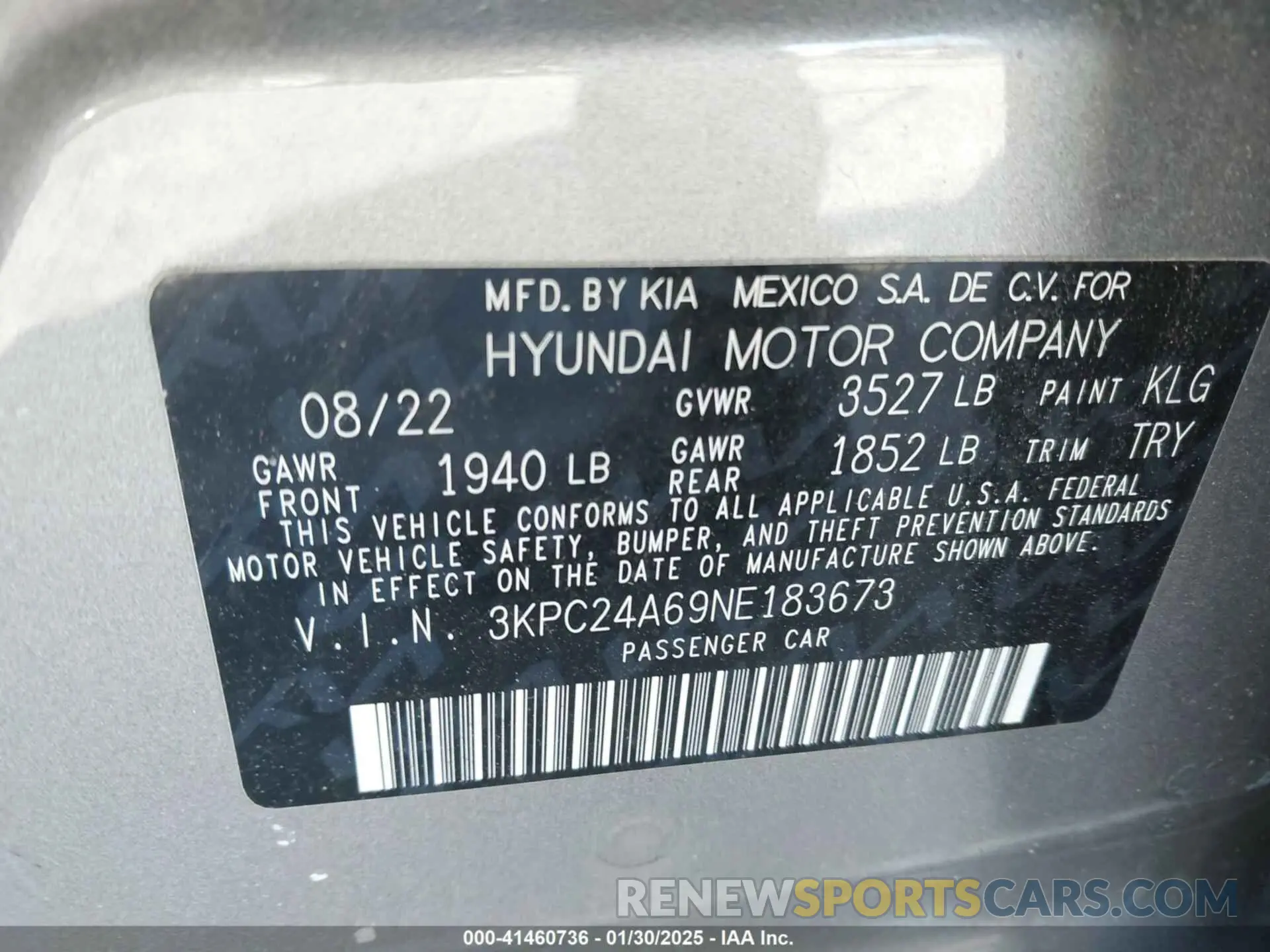 9 Photograph of a damaged car 3KPC24A69NE183673 HYUNDAI ACCENT 2022