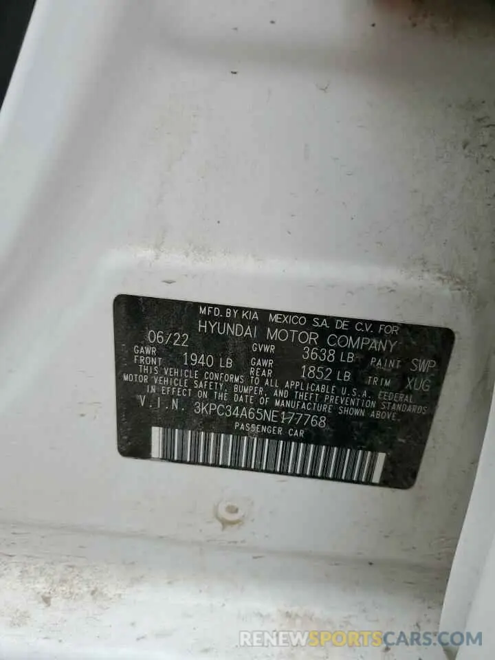 13 Photograph of a damaged car 3KPC34A65NE177768 HYUNDAI ACCENT 2022