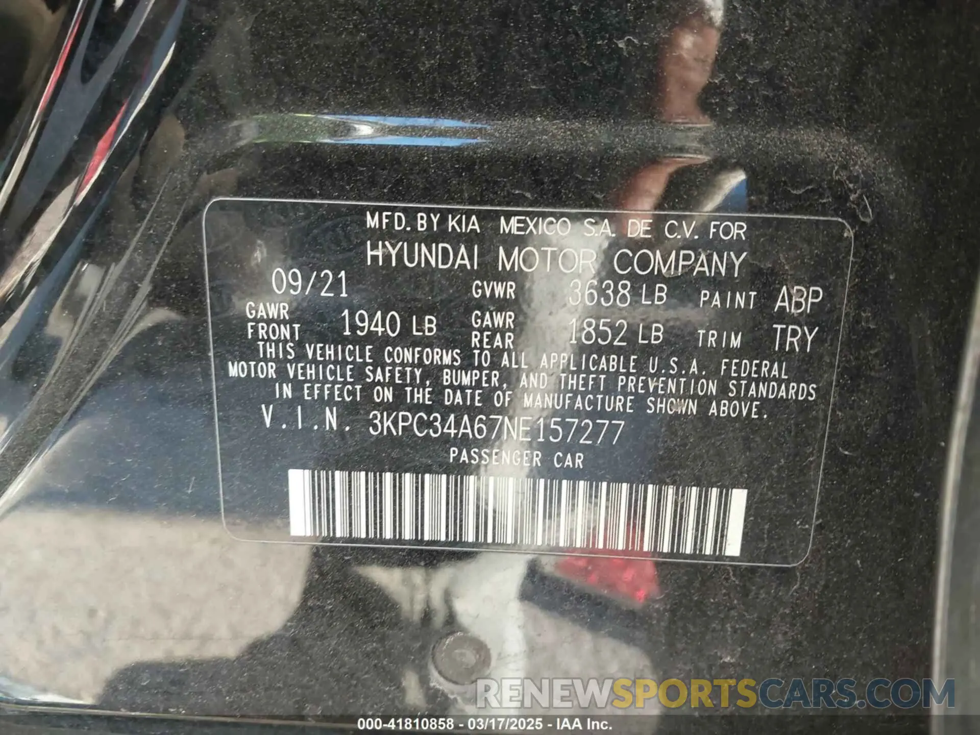 9 Photograph of a damaged car 3KPC34A67NE157277 HYUNDAI ACCENT 2022