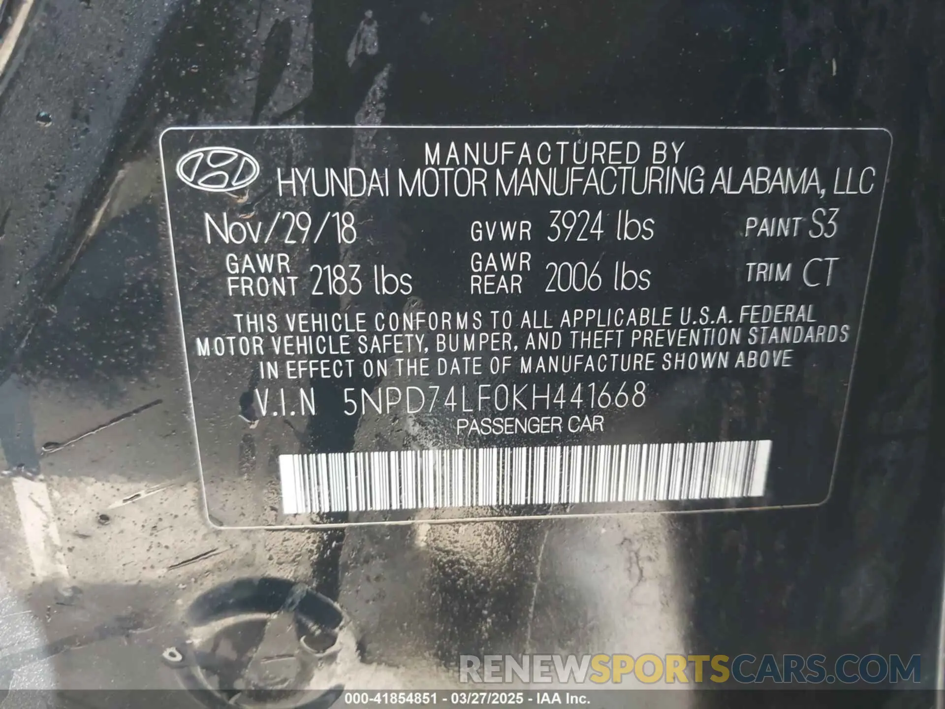 9 Photograph of a damaged car 5NPD74LF0KH441668 HYUNDAI ELANTRA 2019
