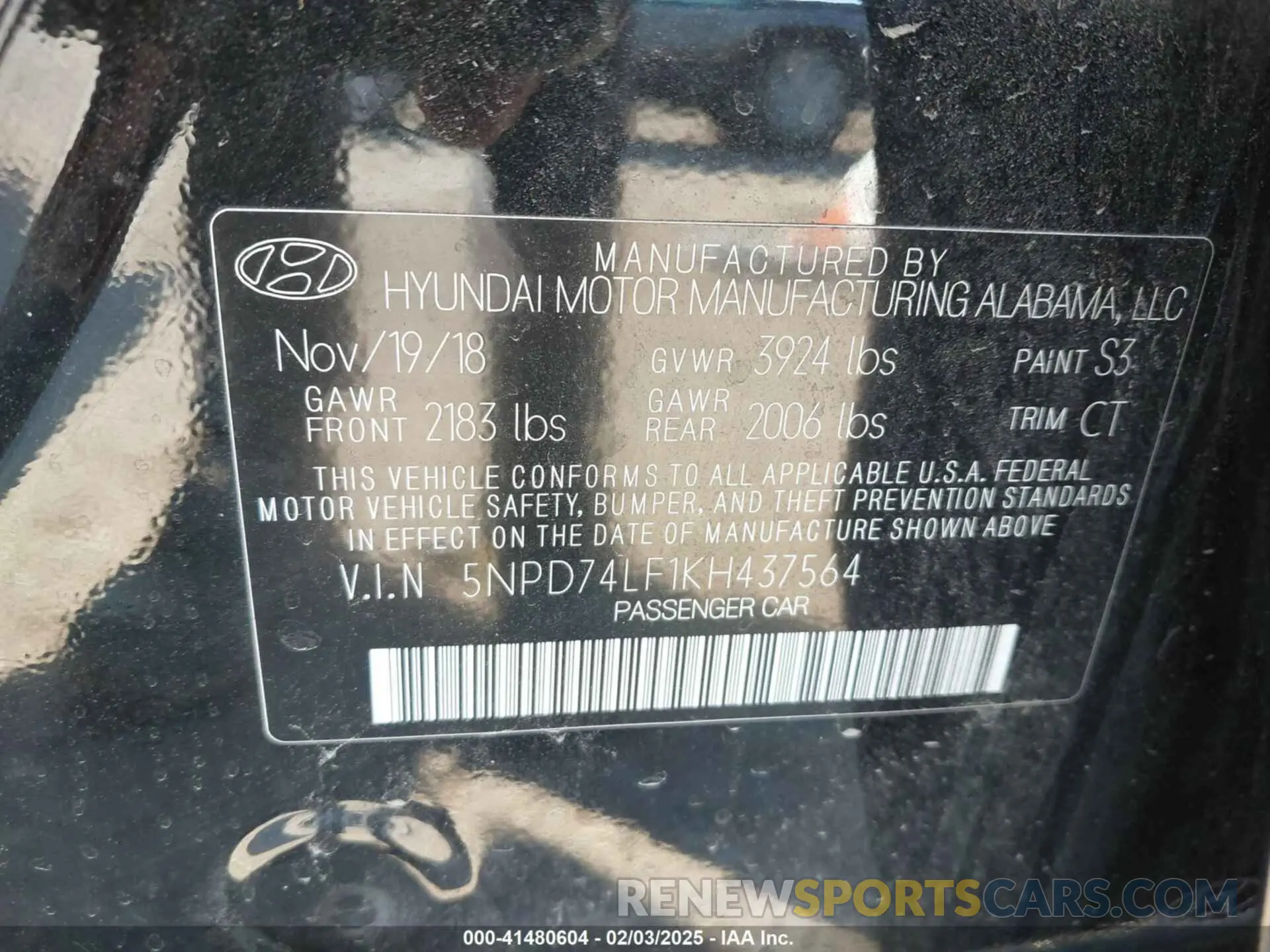 9 Photograph of a damaged car 5NPD74LF1KH437564 HYUNDAI ELANTRA 2019