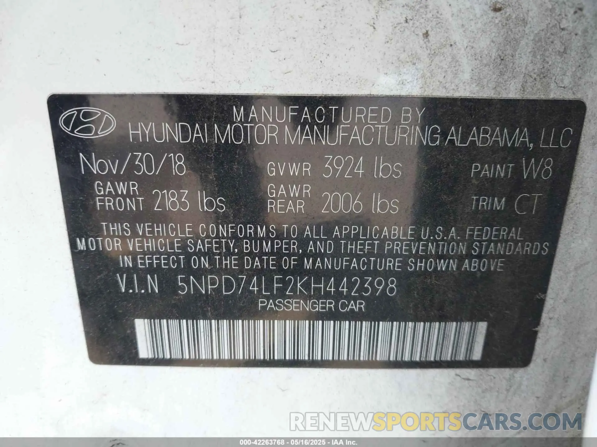 9 Photograph of a damaged car 5NPD74LF2KH442398 HYUNDAI ELANTRA 2019