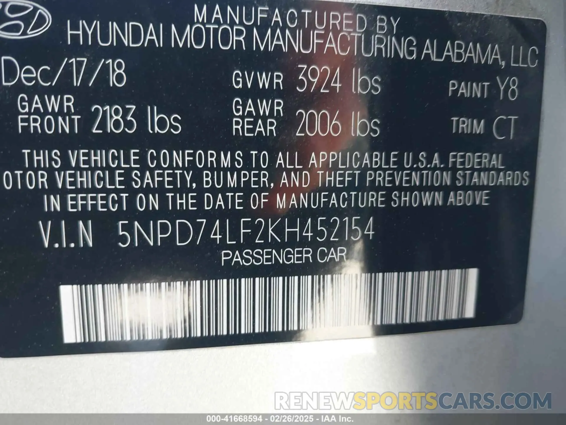9 Photograph of a damaged car 5NPD74LF2KH452154 HYUNDAI ELANTRA 2019