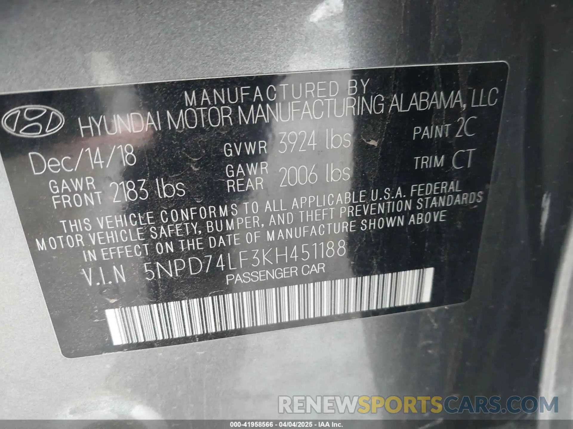 9 Photograph of a damaged car 5NPD74LF3KH451188 HYUNDAI ELANTRA 2019