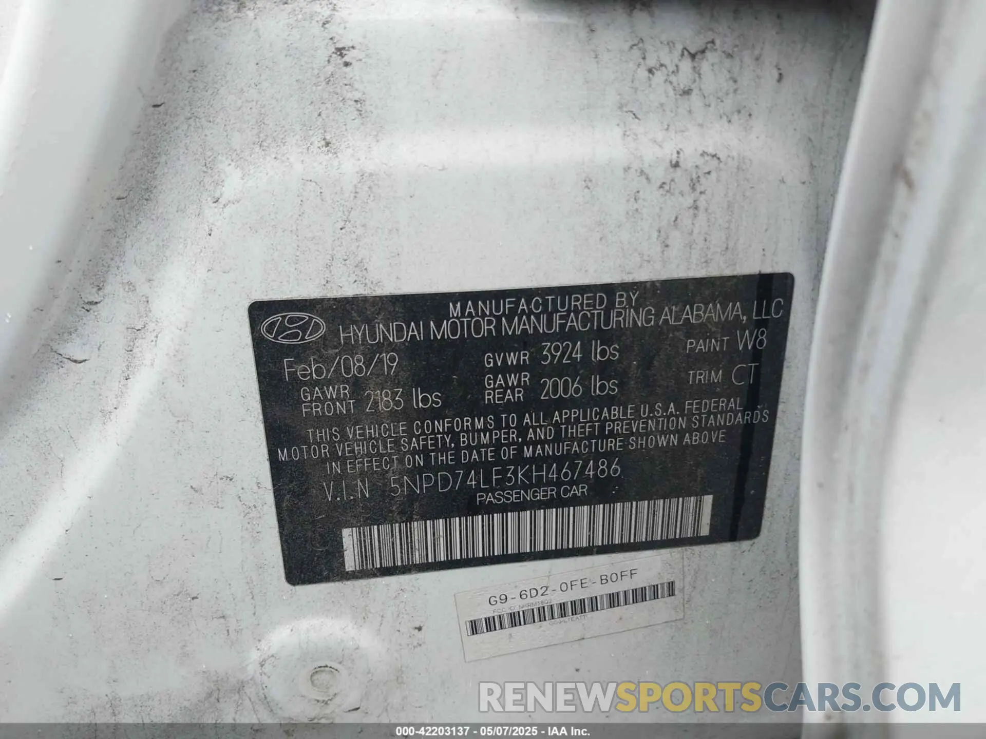 9 Photograph of a damaged car 5NPD74LF3KH467486 HYUNDAI ELANTRA 2019