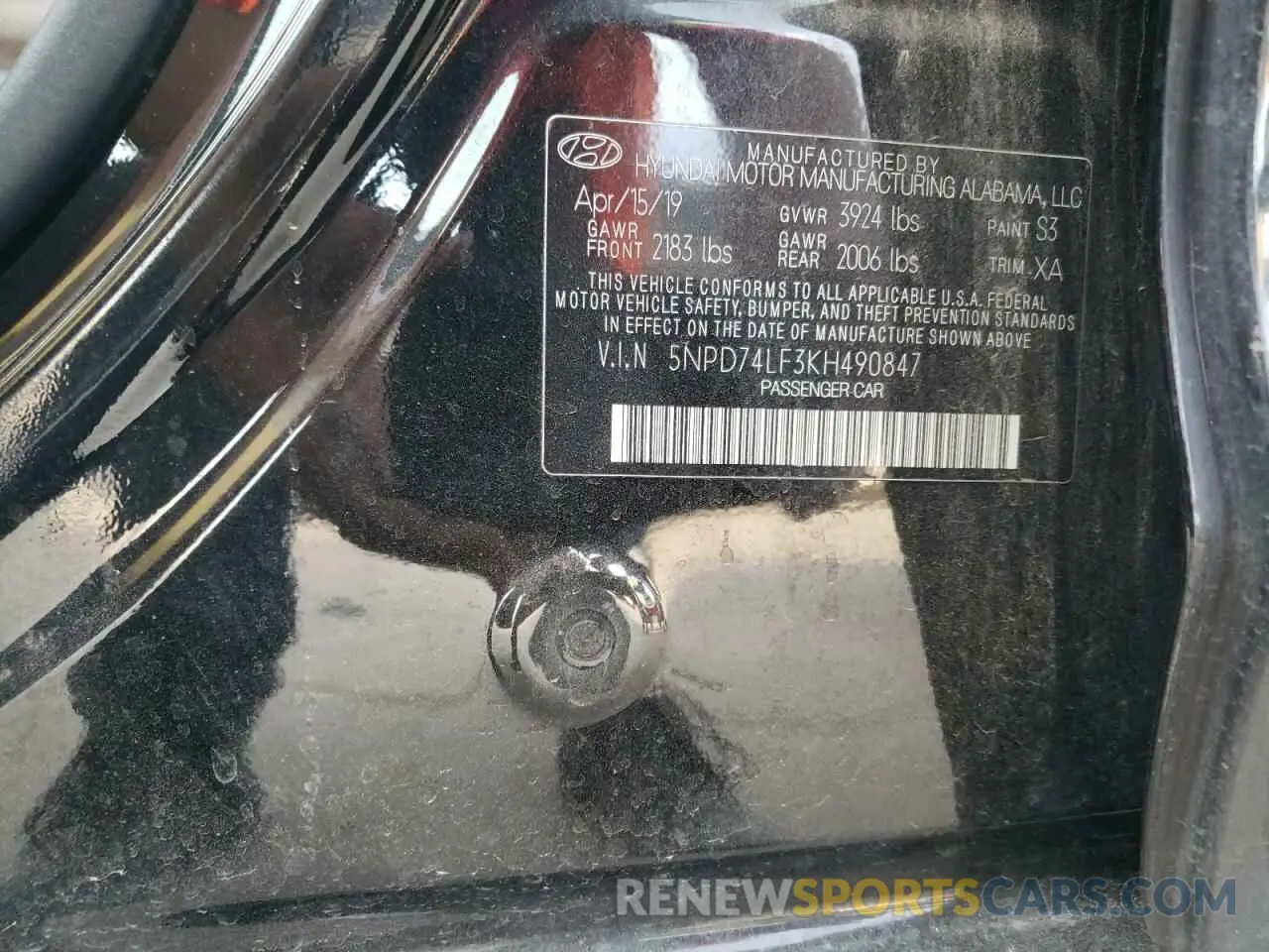 12 Photograph of a damaged car 5NPD74LF3KH490847 HYUNDAI ELANTRA 2019
