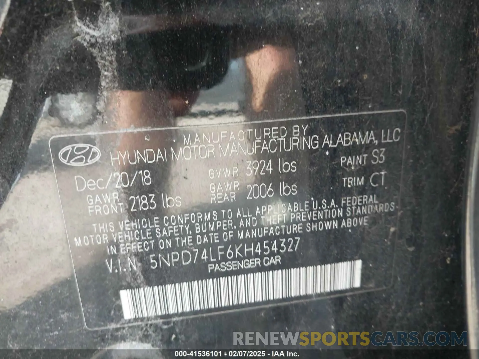 9 Photograph of a damaged car 5NPD74LF6KH454327 HYUNDAI ELANTRA 2019